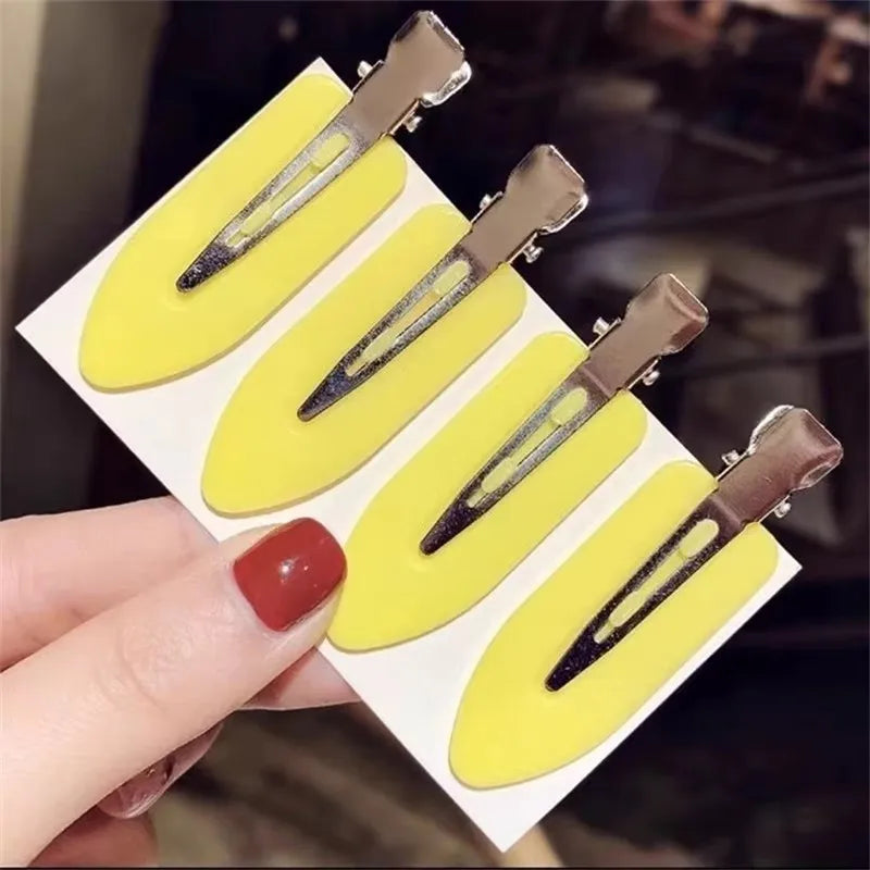 4/8/12pcs No Bend Seamless Hair Clips Side Bangs Barrette Makeup Washing Face Accessories Women Girls Styling Hairpins Oasis Select yellow-4pcs