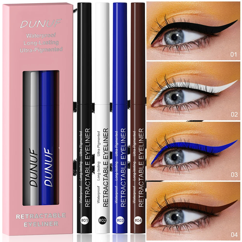 DUNUF 4 Pcs Durable Waterproof Eyeliner Pencil Non-smudging Soft Easy to Operate Sweat-proof and Easy to Color Beginner Friendly Oasis Select As shown