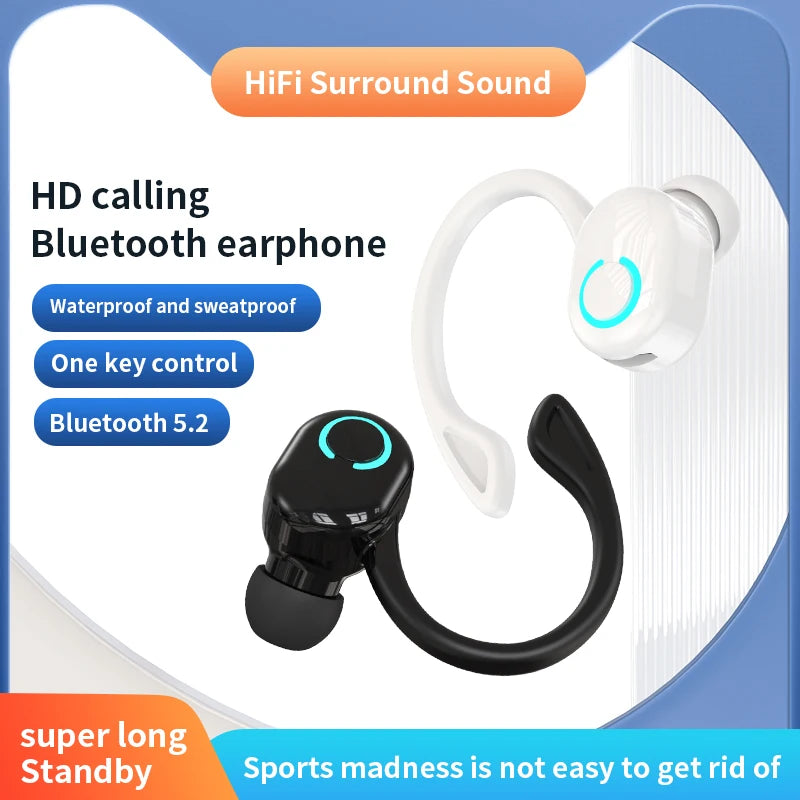 Wireless Bluetooth Earphones HIFI Bass With HD MIC Ear-Hook Earbuds Noise Cancelling Life Waterproof Game Sports Music Headsets Oasis Select
