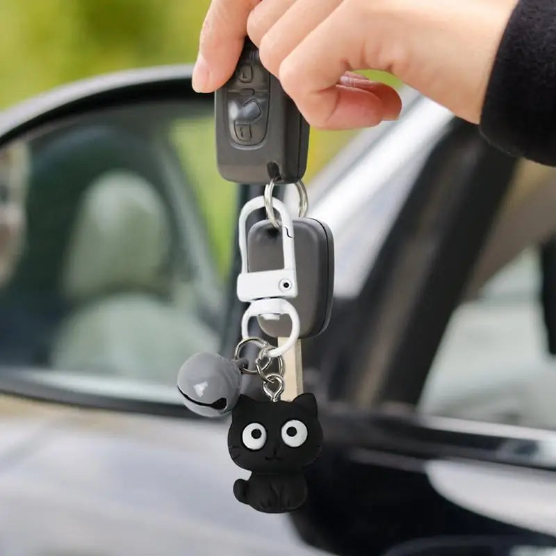 Cat Key Rings for Car Keys Black/White Cat Keychain Charm Keyring Pendant Eye-Catching Versatile Bag Pendants for School Bags Oasis Select