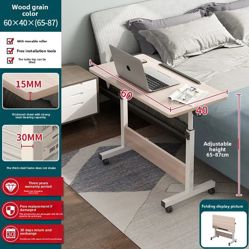 Folding table mobile small table bedside foldable lift coffee table standing with gurney bedside laptop desk Durable Oasis Select 60 40 wood grain