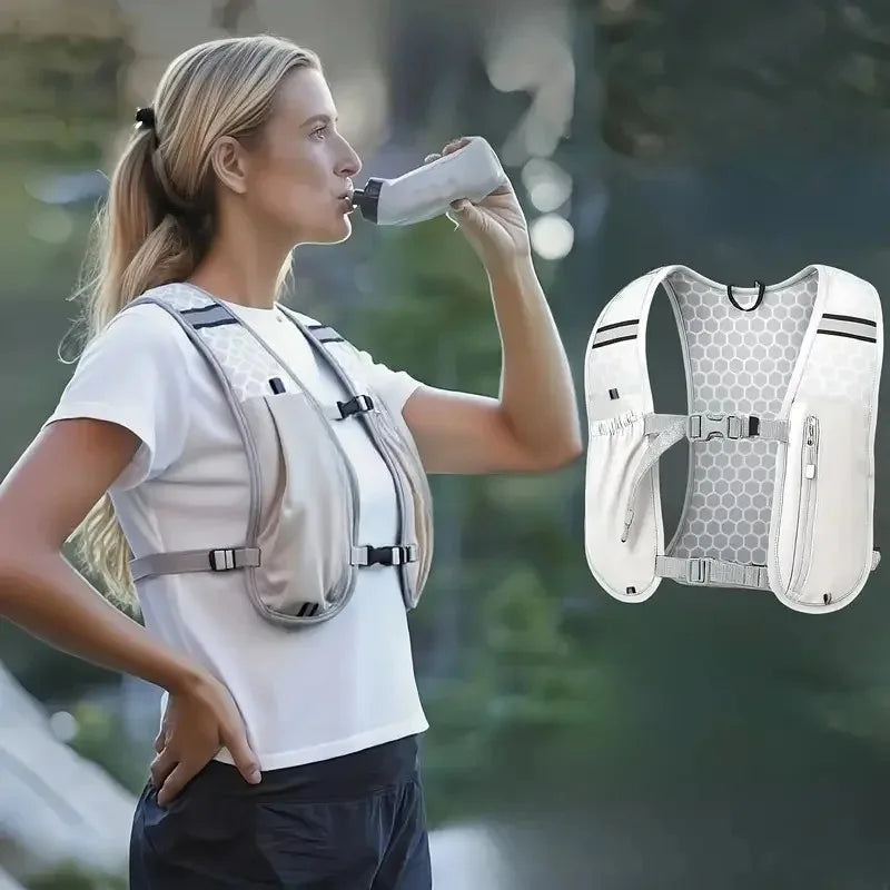 1pcs Running Water Bottle Storage Vest Lightweight Reflective Hydration Chest Pack with Phone Holder for Jogging Hiking Cycling Oasis Select