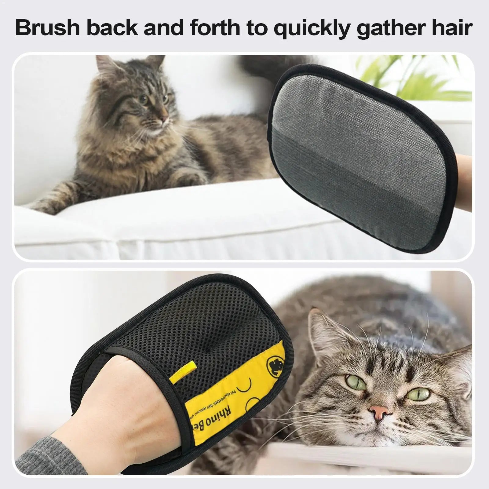 2Pcs Double-Sided Pet Grooming Gloves Cat Dog Hair Remover Gentle Massage Brushing for Shedding Loose Fur Pet Grooming Glove Oasis Select