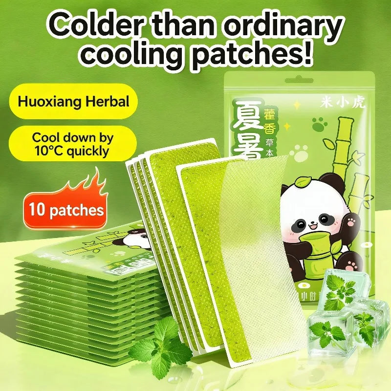 10Pcs Herbal Fast Cooling Patches Quick Temperature Drop Body Cool Stickers For Outdoor Travel Summer Heat Relief Daily Care Oasis Select