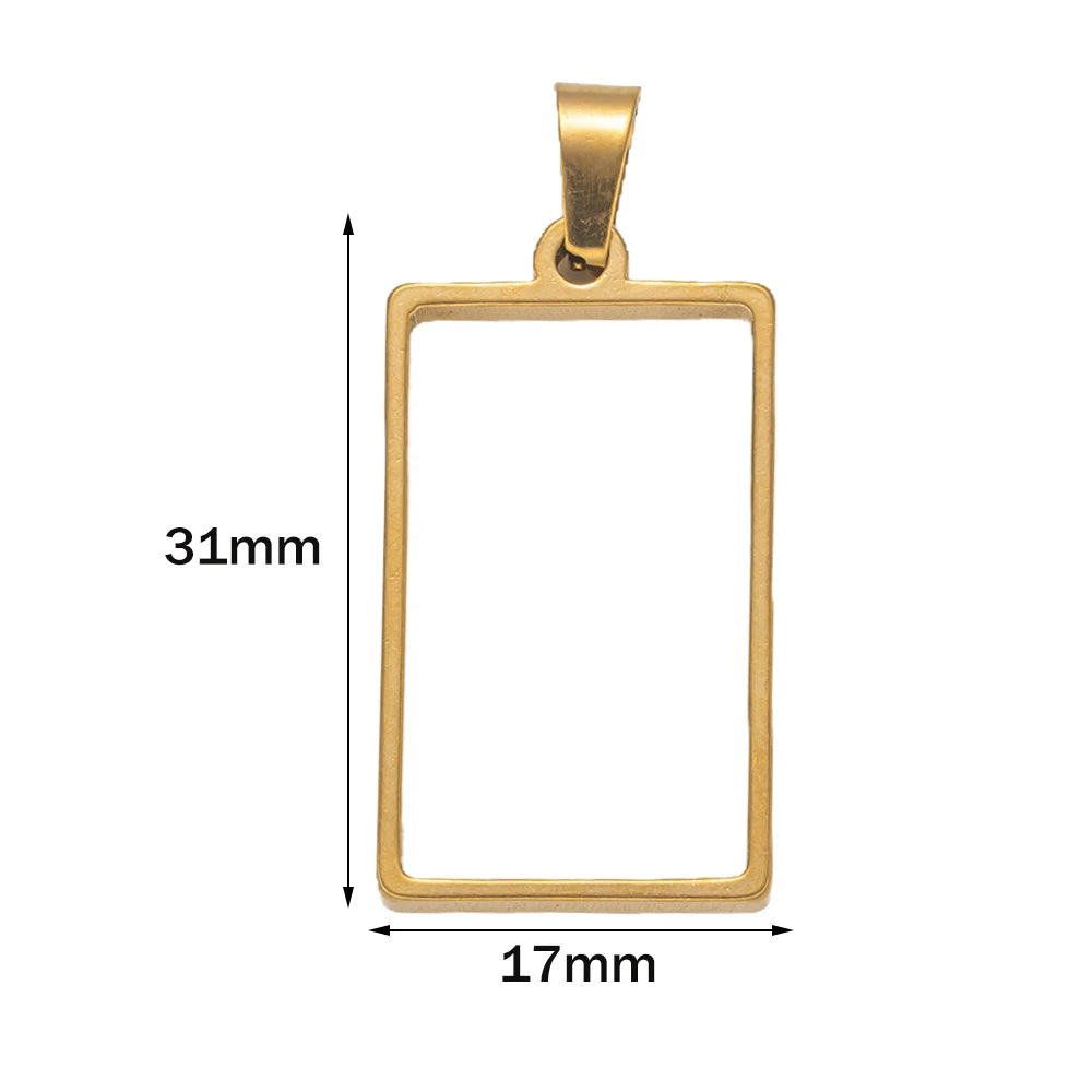 5pcs Stainless Steel Open Back Resin Molds Pendants Blanks Frame Hollow Bezel Charms for Earrings Necklace Bracelet DIY Making Oasis Select GD Rectangle 17X31mm