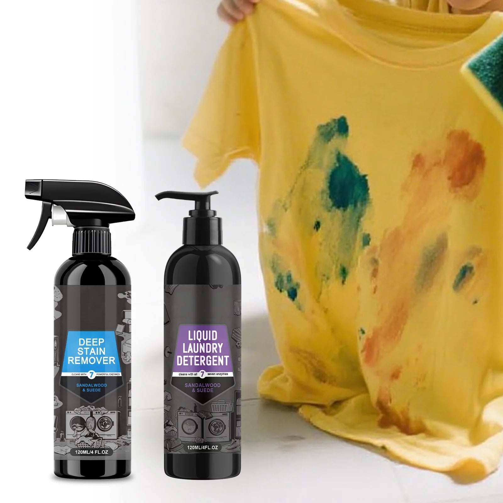 Laundry Detergent Stain Remover Gentle Clothing Cleaner Oil Stain Removal Fabric Care Rapid Decomposition Fast Acting 120ml Oasis Select
