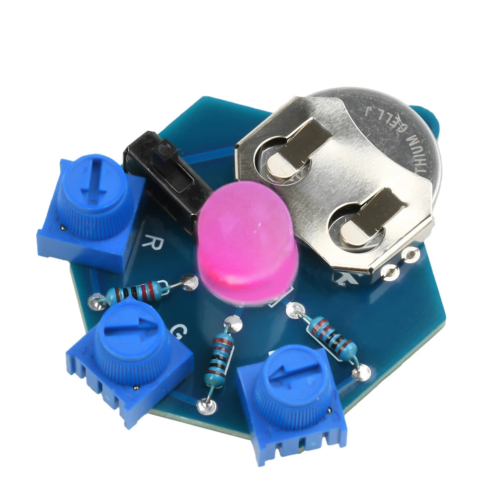 RGB LED Light Circuit Board Welding Practice DIY Electronic Beginner Learning Welding Fun DIY Kit for Student Laboratory Oasis Select