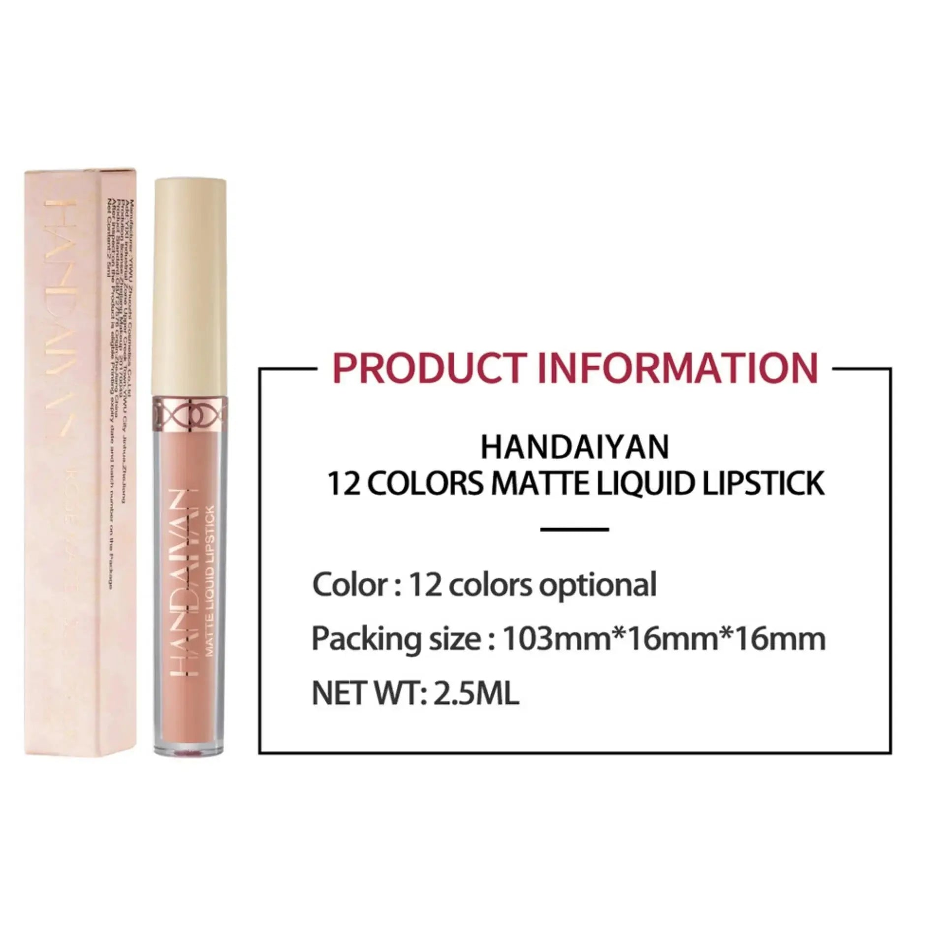 Handaiyan Matte Velvet Liquid Lip Glaze – Waterproof Lip Stain