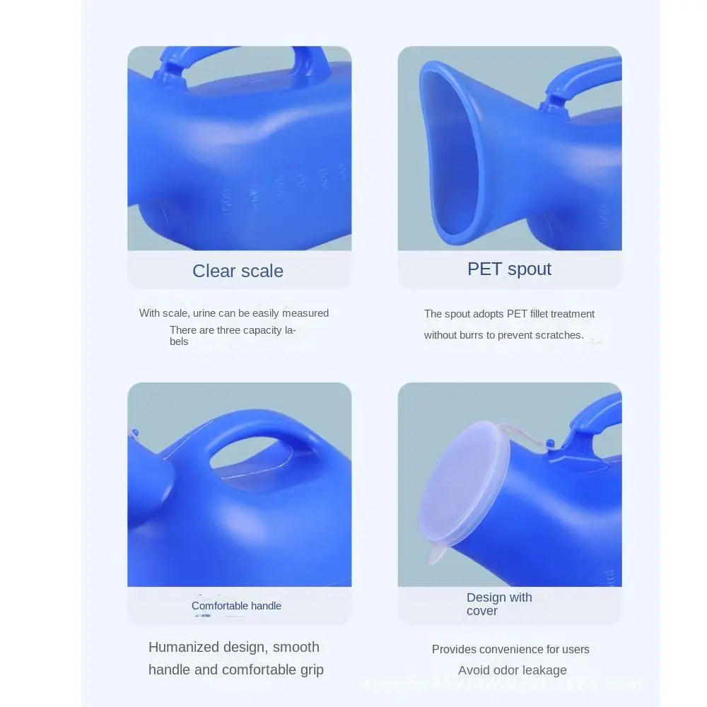 Portable Night Toilet Large Capacity Urinal Urinal Storage 1200ml Pe Handle Urinary Bottle The Elderly Oasis Select
