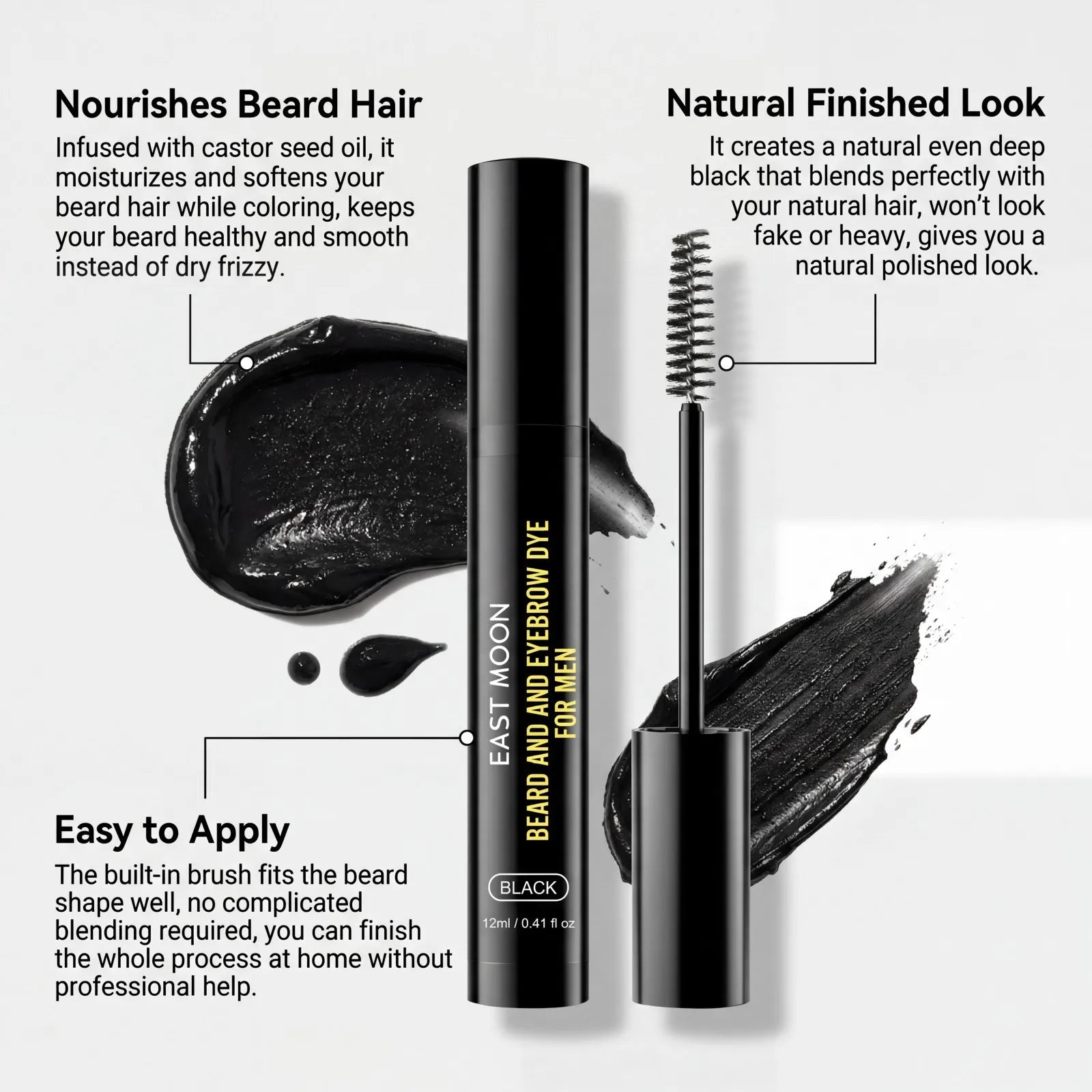 Natural Black Beard Dye for Men Moustache Filler Waterproof Shaping Nourishing Portable Pernmanent Coloring Beard Dyeing Pen Oasis Select