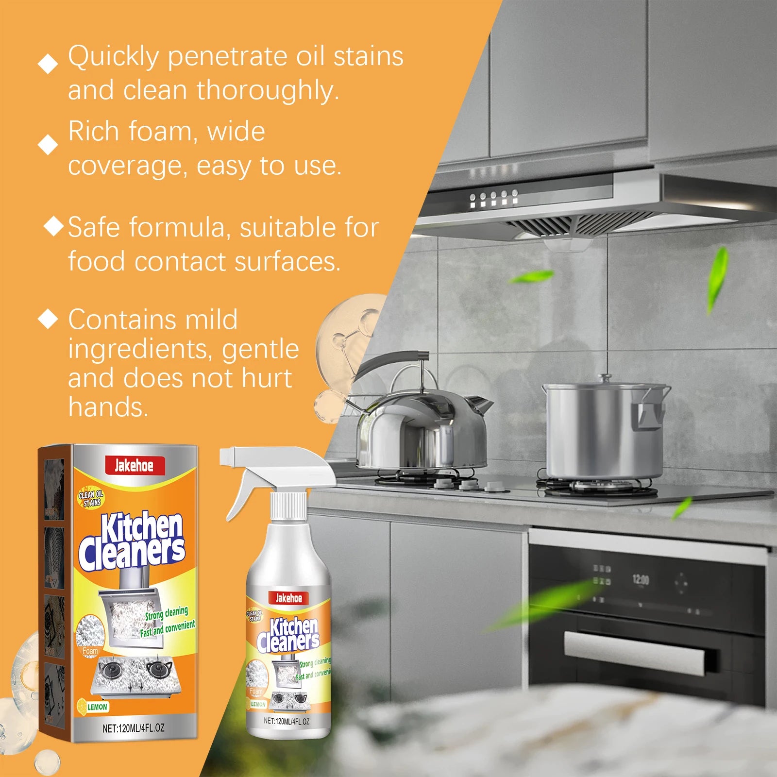 Jakehoe Kitchen Foam Cleaner Spray Powerful Dissolving And Removing Stubborn Oil Stain Clean Cooking Utensil Multipurpose Spray Oasis Select