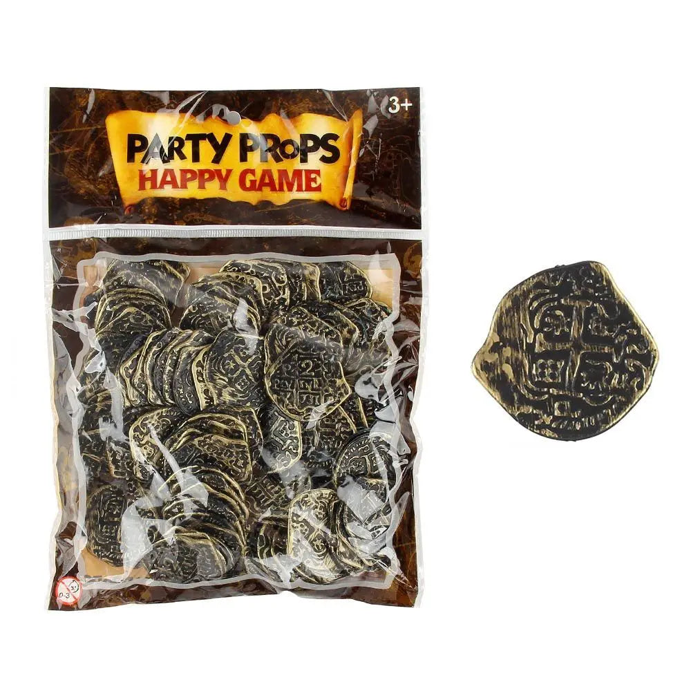 100Pcs Creative Bronze Roman Pirate Gold Coin Halloween Pirate Treasure Coins Plastic Game Currency Toys Party Supplies Oasis Select copper