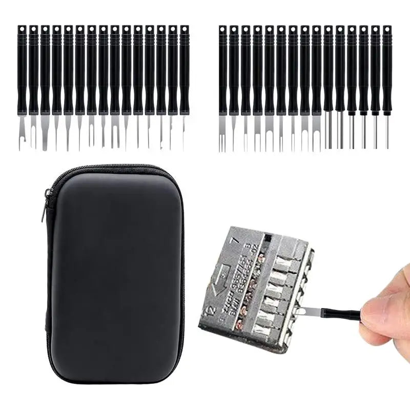 Car Terminal Removal Tool Kit 30pcs Pin Removal Tool Terminal Ejector Kit Wire Terminal Release Portable Auto Disassembly Tools Oasis Select