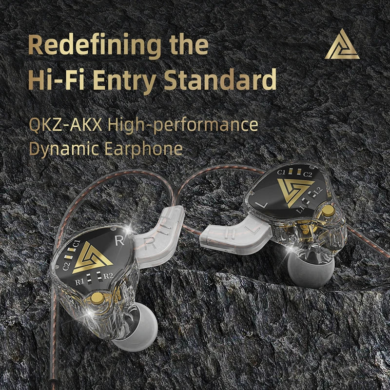Original QKZ AKX Wired Earphone IEM Monitor Level Headset With MIC HIFI Stereo 3.5mm AUX In-Ear Headphone For Music Game Sport Oasis Select