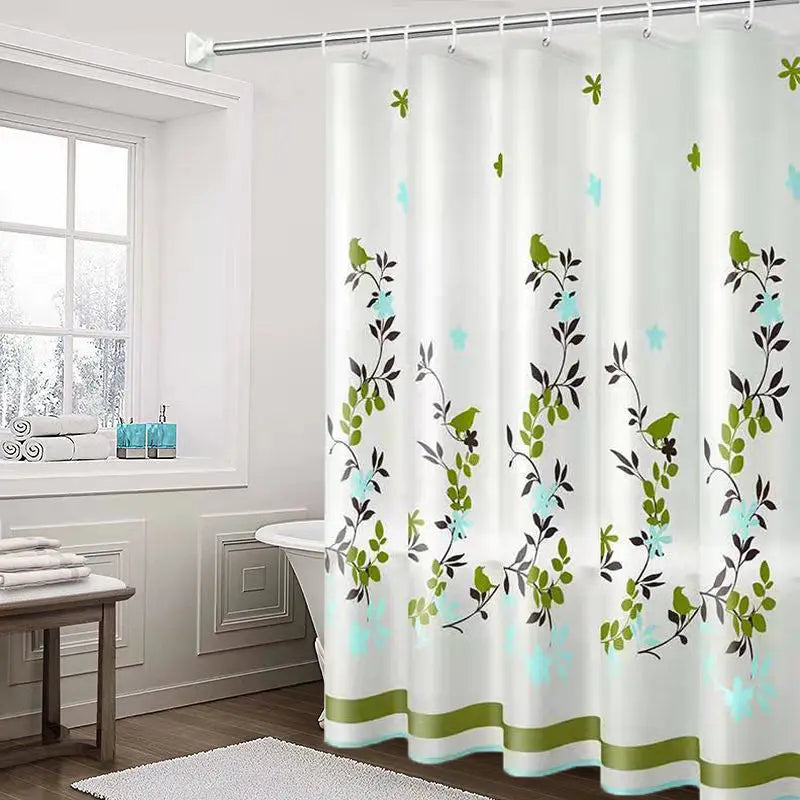 Eco Friendly PEVA Waterproof Bath Curtain Rustproof Grommets Leaf Design Modern Bathroom Decor Set Includes Hooks Oasis Select I 100x180cm