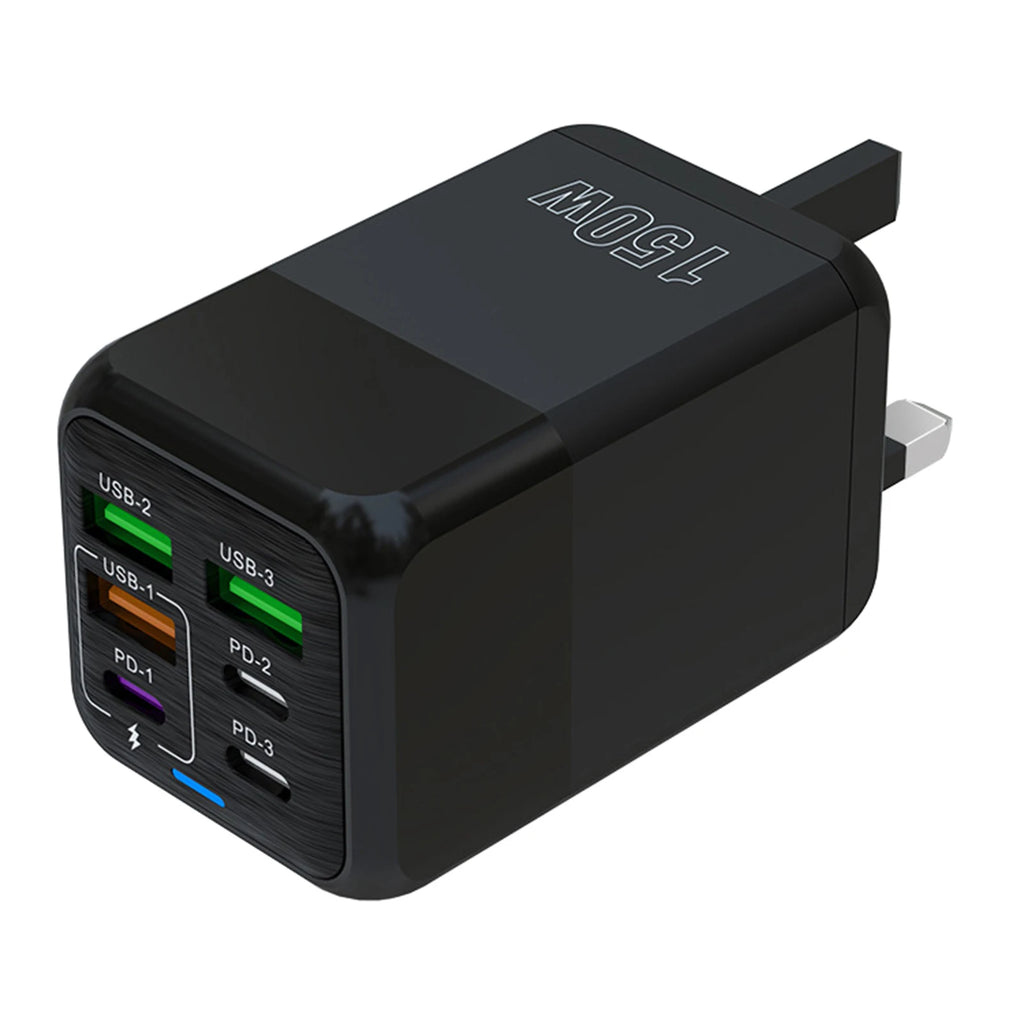 150W 6-in-1 Fast Charger | 3 USB + 3 USB-C PD Ports