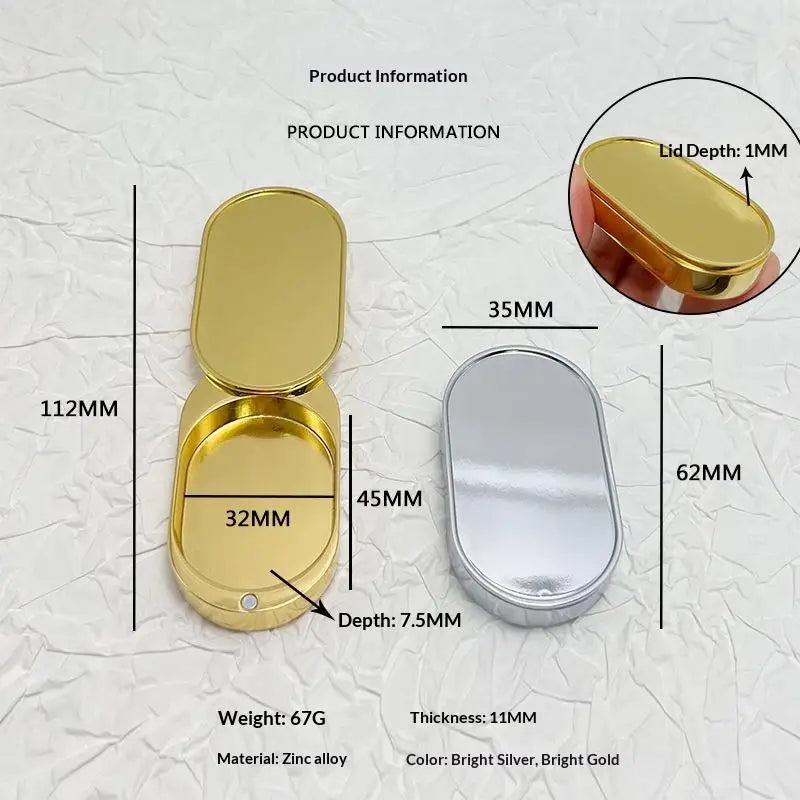 1/2Pcs Zinc Alloy Moon Shaped Balm Storage Box Slide Lid Portable Refillable Solid Perfume Case for Daily Outdoor Use Oasis Select