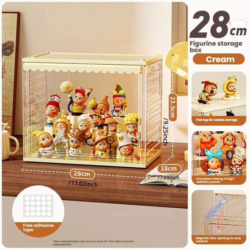 Acrylic storage box, blind box, cute figurine storage box, cute figurine toy storage box, sealed storage rack Oasis Select toy bricks-cream