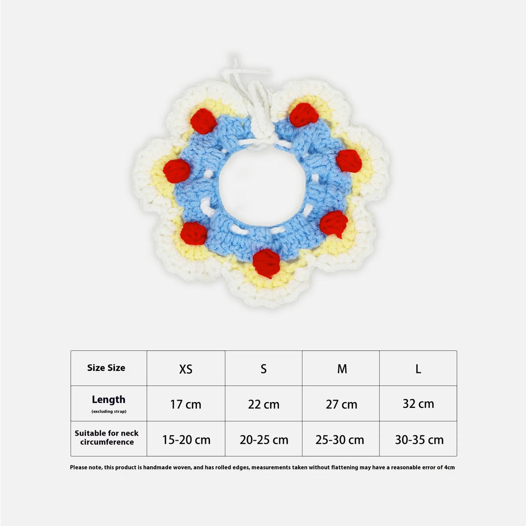 Handmade Cat Collars, Pet Cat, Dog and Rabbit Accessories, Necklaces, Woven Neck Collars, Clothes, Cute Flower Scarves Oasis Select Blue L Length 32cm