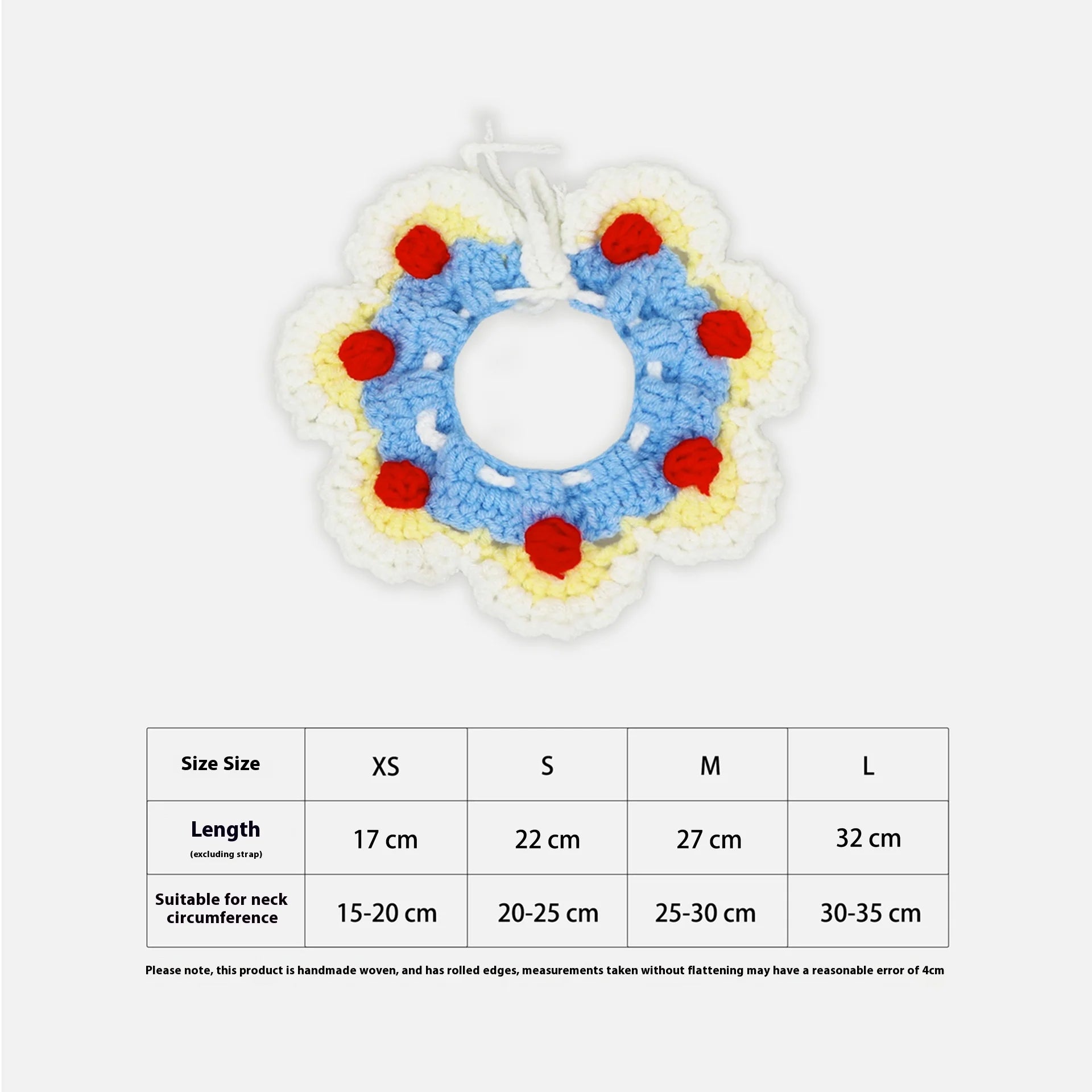 Handmade Cat Collars, Pet Cat, Dog and Rabbit Accessories, Necklaces, Woven Neck Collars, Clothes, Cute Flower Scarves Oasis Select Blue L Length 32cm