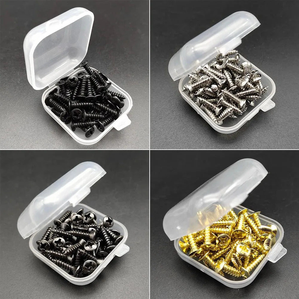 50Pcs Guitar Pickguard Screws With Box For ST Electric Guitar Bass Metal Pick Guard Scratchplate Screws Bolts Set Accessories Oasis Select