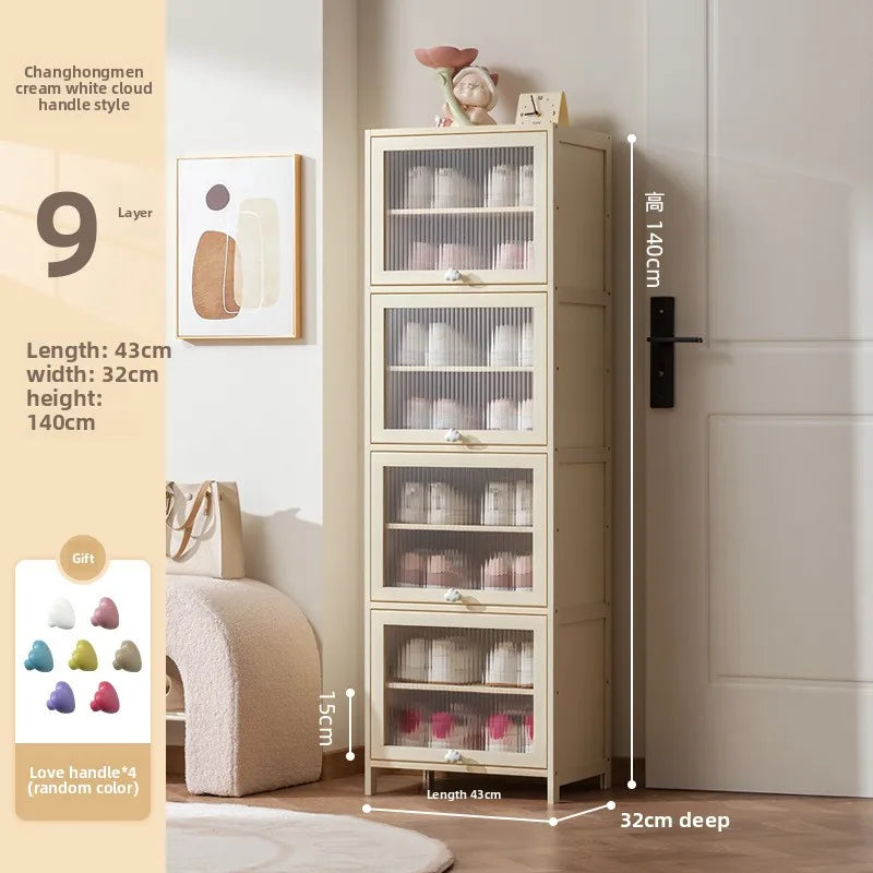 Cream wind dopamine shoe cabinet household simple door multi-layer dust storage shoe rack Oasis Select 9th floor 43