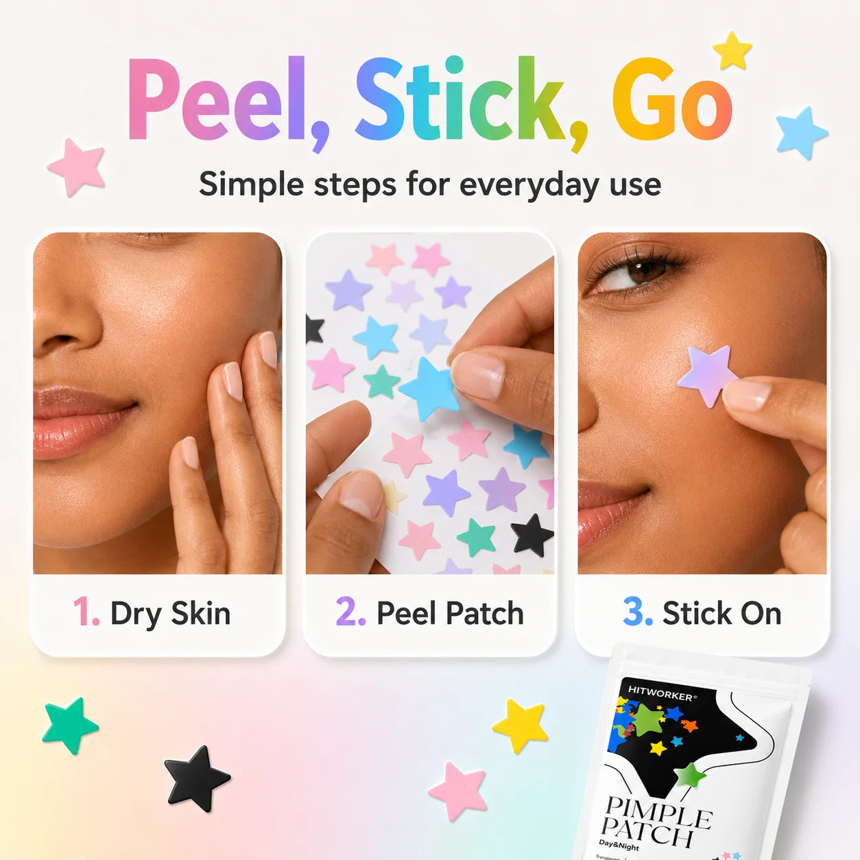 Star shaped acne patch, quick absorption of pus, gentle skincare, good for covering blemishes Oasis Select