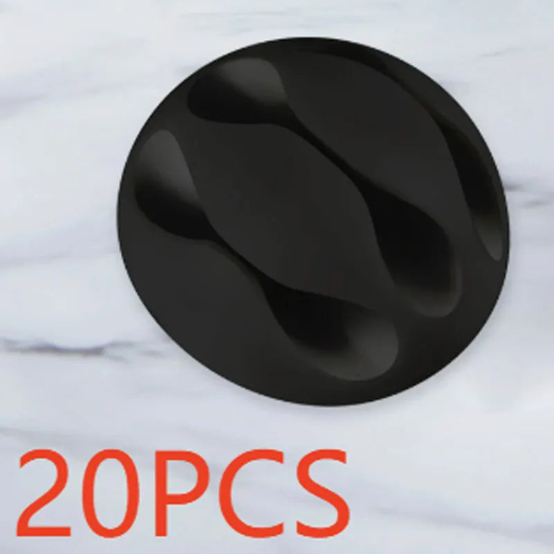 Simple 3-slot charging cable clip 4Pcs/10PCS/20PCS desktop cable wrapper, self-adhesive USB cable clip, mouse cable organizer Oasis Select 20pcs Black