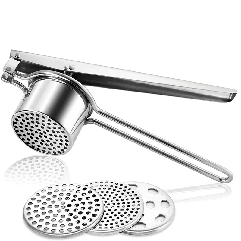 LMETJMA Stainless Steel Potato Ricer Manual Potato Masher With 3 Interchangeable Discs Fruit Juicer Lemon Squeezer KC0442 Oasis Select WHITE