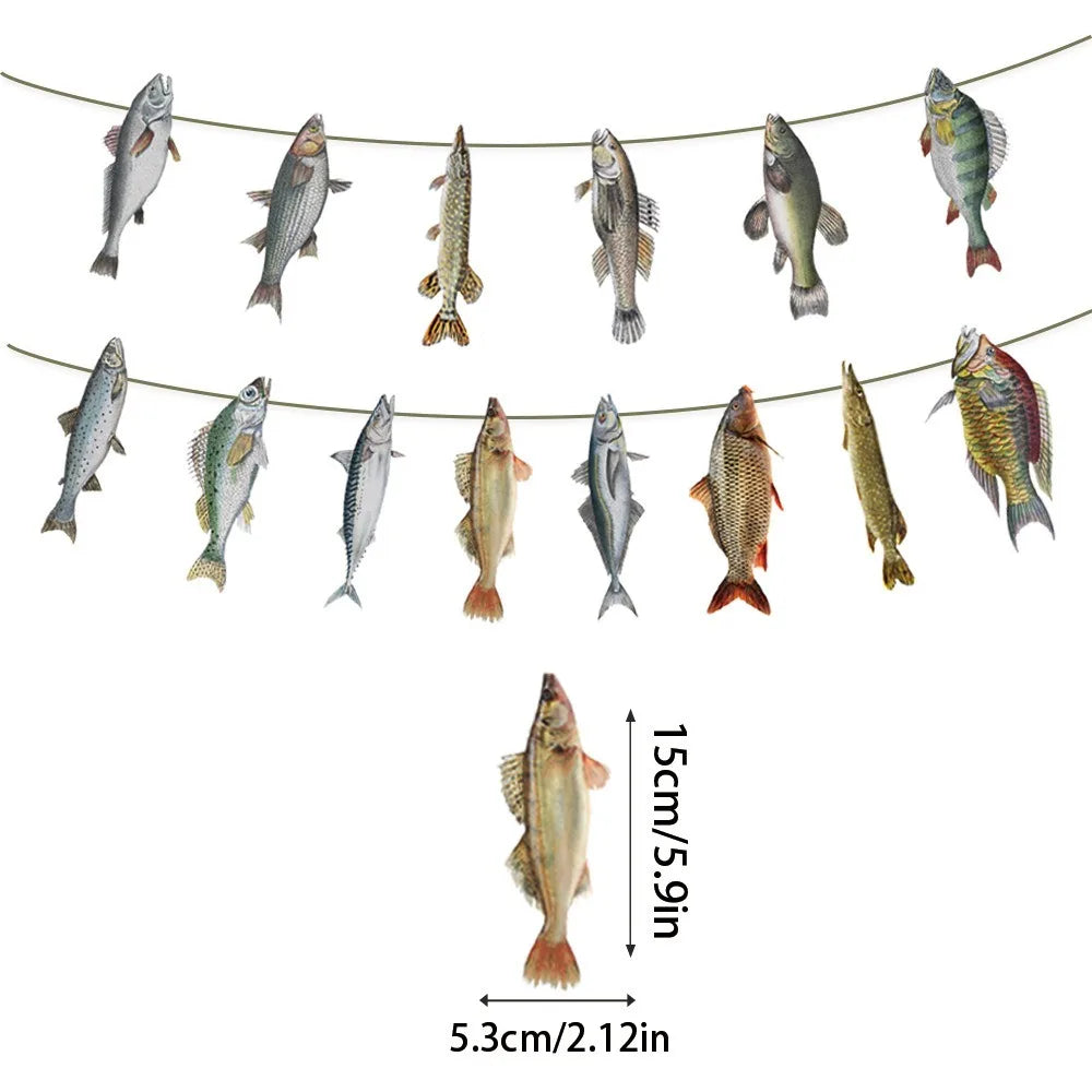 Colorful Fishing Hanging Banner – Paper Fish Garland Decor Party Banner Garland Oasis Select
