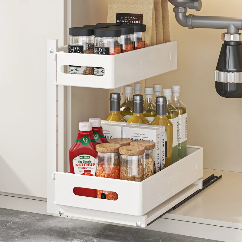 Kitchen Under Sink Shelf Cabinet Drawer Basket Adjustable Bathroom Washstand Under Cabinet Storage Rack Oasis Select