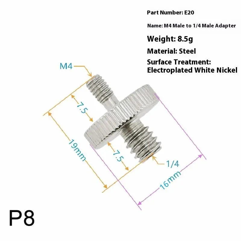 1/4" to 3/8" Male Tripod Screw Mount Adapter | Metal Camera