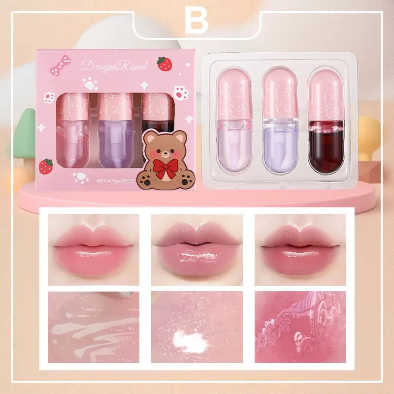 Long Lasting Pearly Lip Gloss Waterproof Mirror Glaze Nourishing Moisturizing Non Stick Lip Oil Set Oasis Select B