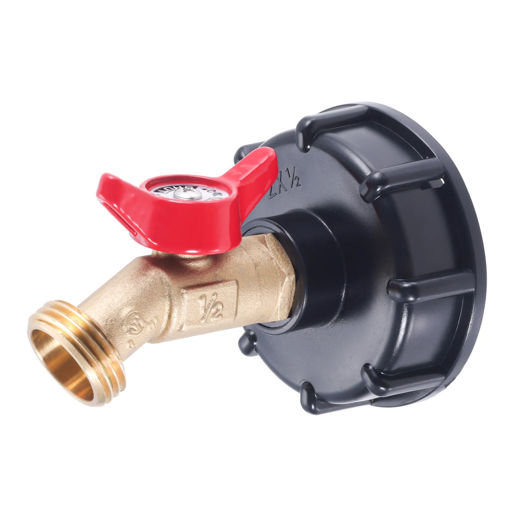275-330 Gallon IBC Bag To Garden Hose Adapter 2Inch Coarse Thread with Lead-Free Brass Hose Faucet Shutoff Valve,Quick Connector Oasis Select