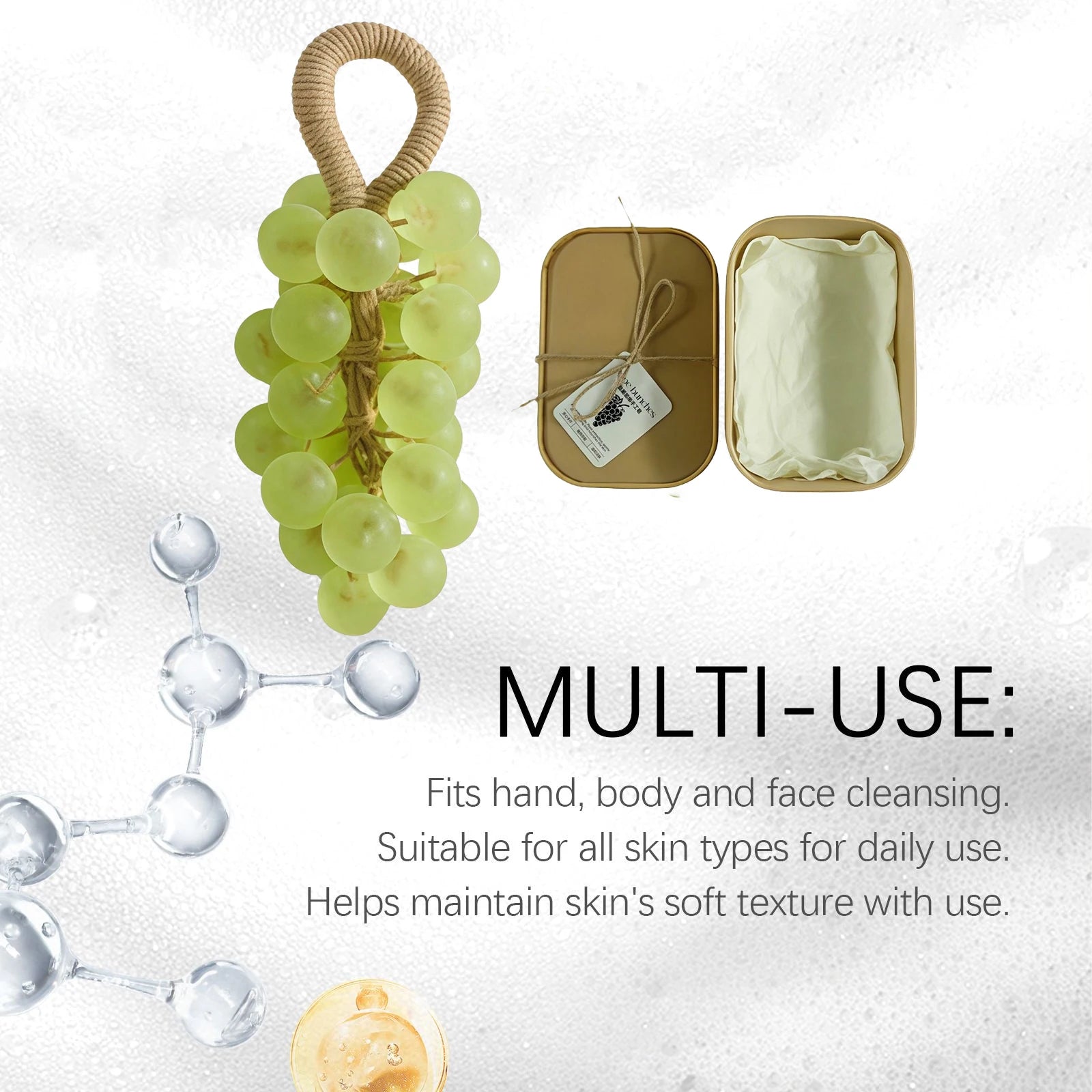 Natural Handmade Grape Soap Gift Box Plant Extract Pearl Grape Bunches Soap Bar Deep Nourishing Skin Bathing Washing Soap Oasis Select