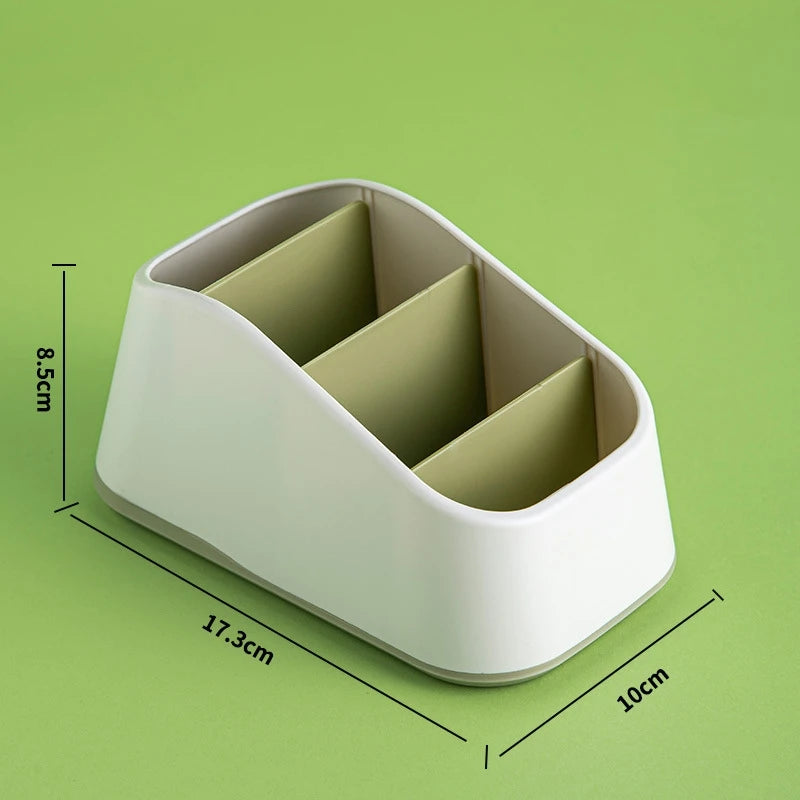 Remote Control Holder 4 Slot Desktop Storage Box Tv Remote Control Phone Trapezoidal Basket Stationery Organizer Case Home Hotel Oasis Select Green