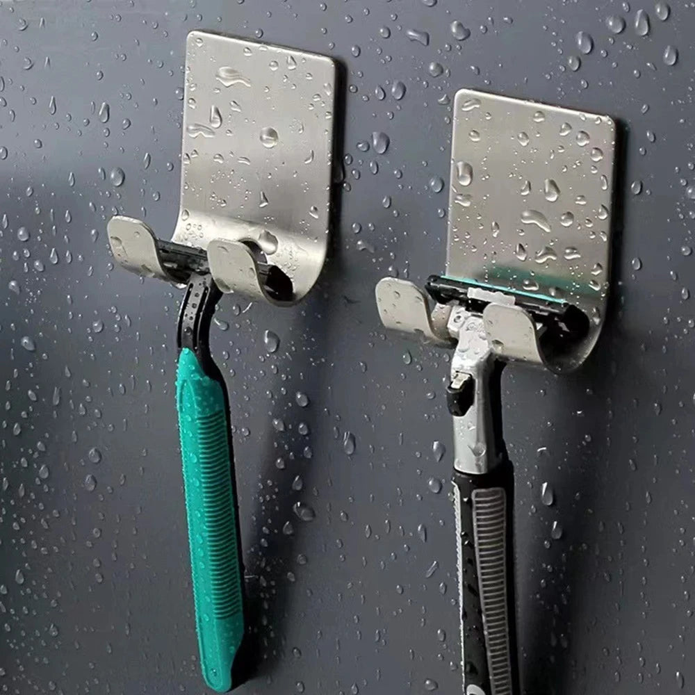 2pcs Punch-free Razor Holder, Storage Hook, Space Aluminum Multi-purpose Bathroom Accessories Oasis Select 1pc