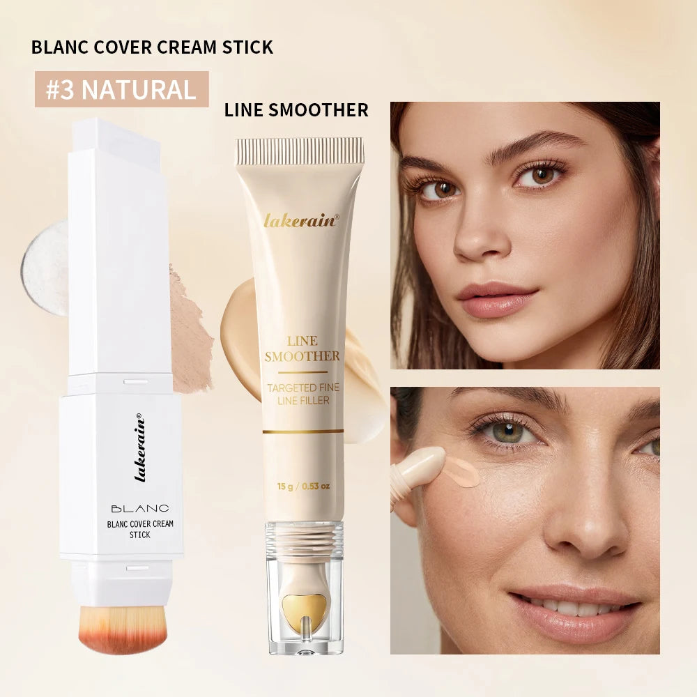 Line Smoother Targeted Fine Line Blurring Primer Wrinkles & Pores Subtly Tinted With Vitamin C & Niacinamide Korean Makeup Oasis Select SET 3