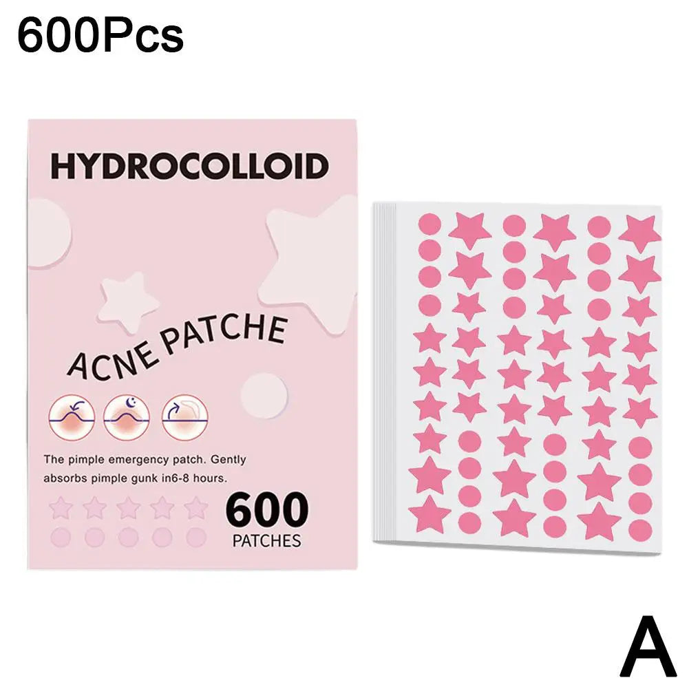 600 Counts Colorful Star Spot Acne/Pimple Patch For Face, Hydrocolloid Cute Star Shaped Acne Patch Invisible Zit Cover Stickers Oasis Select pink