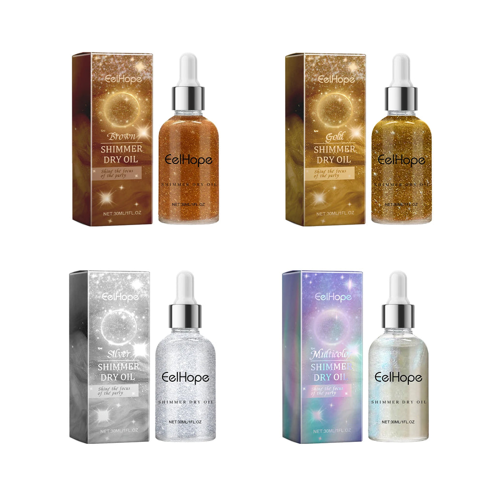 Eelhope High Gloss Glitter Spray Highlighter Powder Quick Dry For Skin Hair Face Halloween Carnival Birthday Party Sparkle Oasis Select 4 in 1