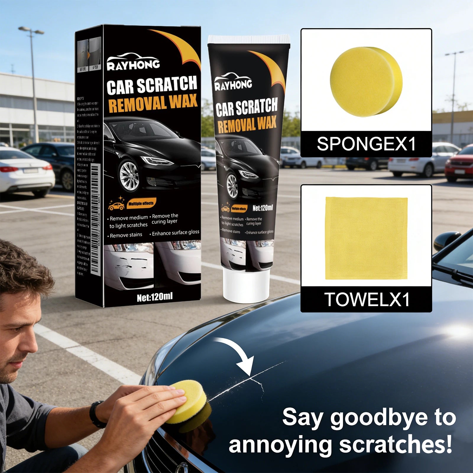 Car Scratch Remover Wax – Paint Protection & Polishing Compound, Restore Shine & Repair Surface Scratches, Auto Body Care Kit Oasis Select