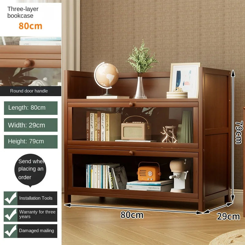 Bookshelf, bookcase, dust-proof floor-standing storage rack, household children and students storage rack with doors Oasis Select Three floors 80