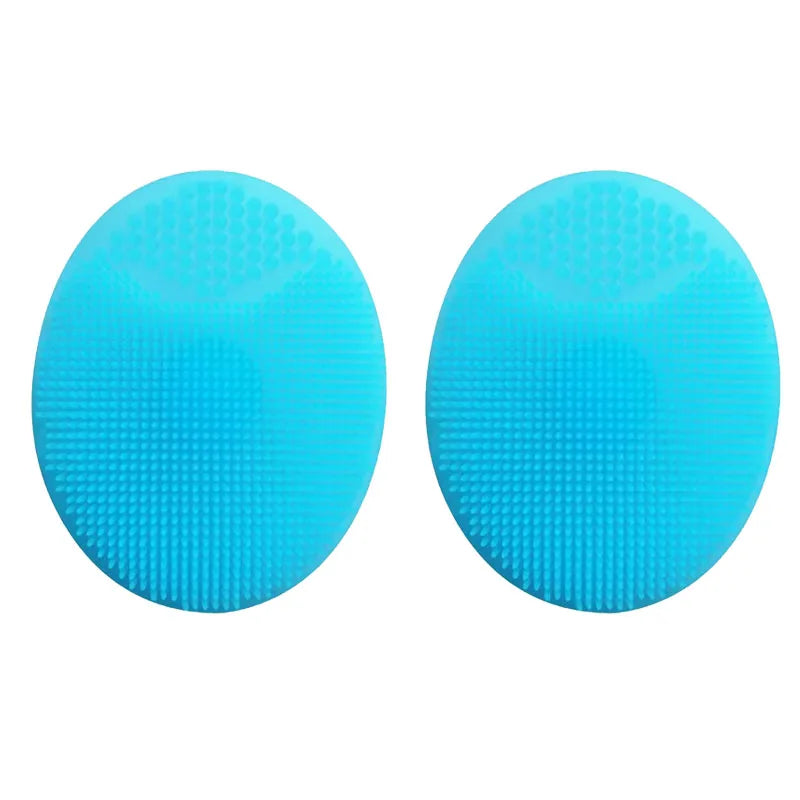 1/2pcs Shampoo Brush for Baby Infant Bathing Soft Silicone Boys Kids Shower Brush Head Hair Washing Massage Brushes Wipe Comb Oasis Select blue-2pcs