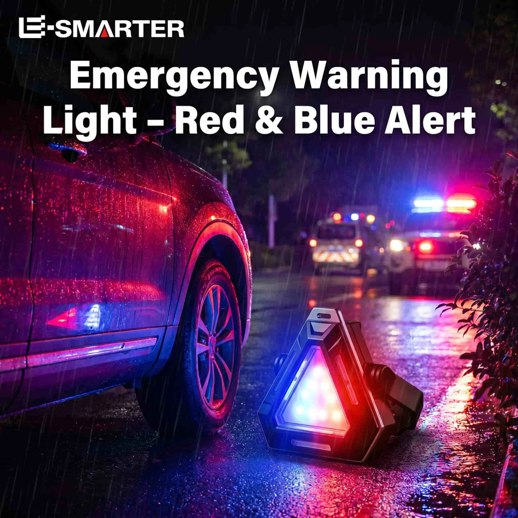 Multi-Functional Triangle Warning Flashlight with Red Blue Light, Magnetic Rechargeable Portable Camping Lamp for Outdoor Use Oasis Select