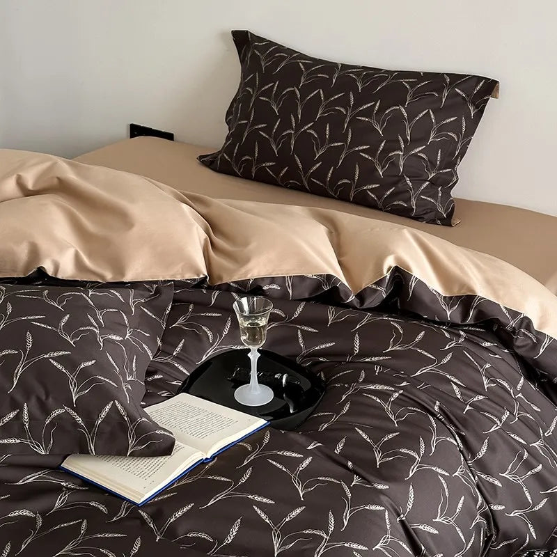 Bed Sheets Duvet Covers Four Piece Bedding Light Luxury High-end Black and Red Jacquard All Cotton Pure Cotton New Style Oasis Select G Bed sheet style 1.8cm