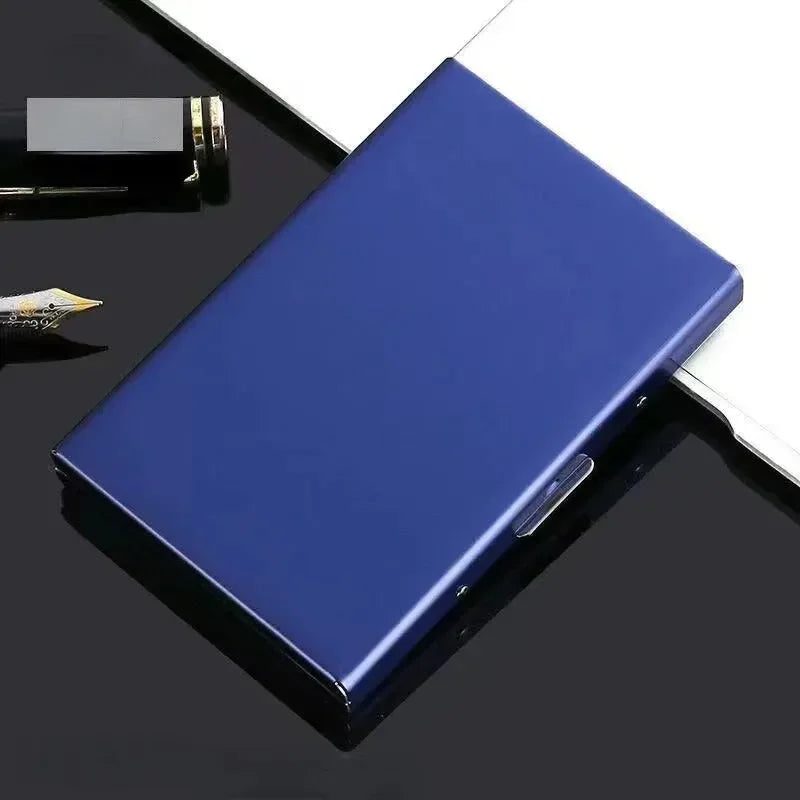 6 Slots Stainless Credit Card Holder Men Slim Anti RFID Travel ID Cardholder Debit Box Women Wallet Metal Case Porte Carte Oasis Select Blue