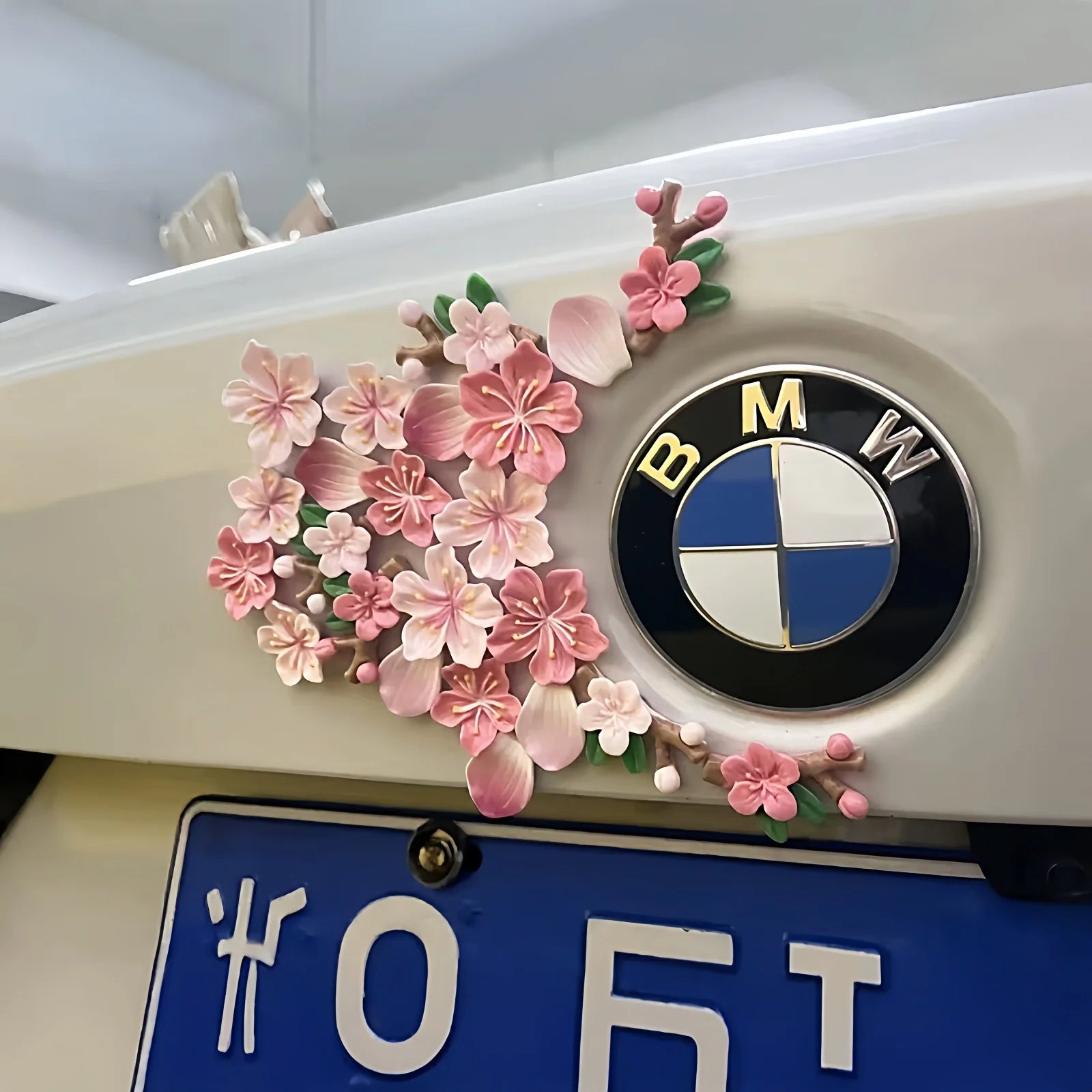 3D cherry blossom car sticker covers scratches, new car rear decoration ornament, electric car DIY decoration sticker Oasis Select 24pcs