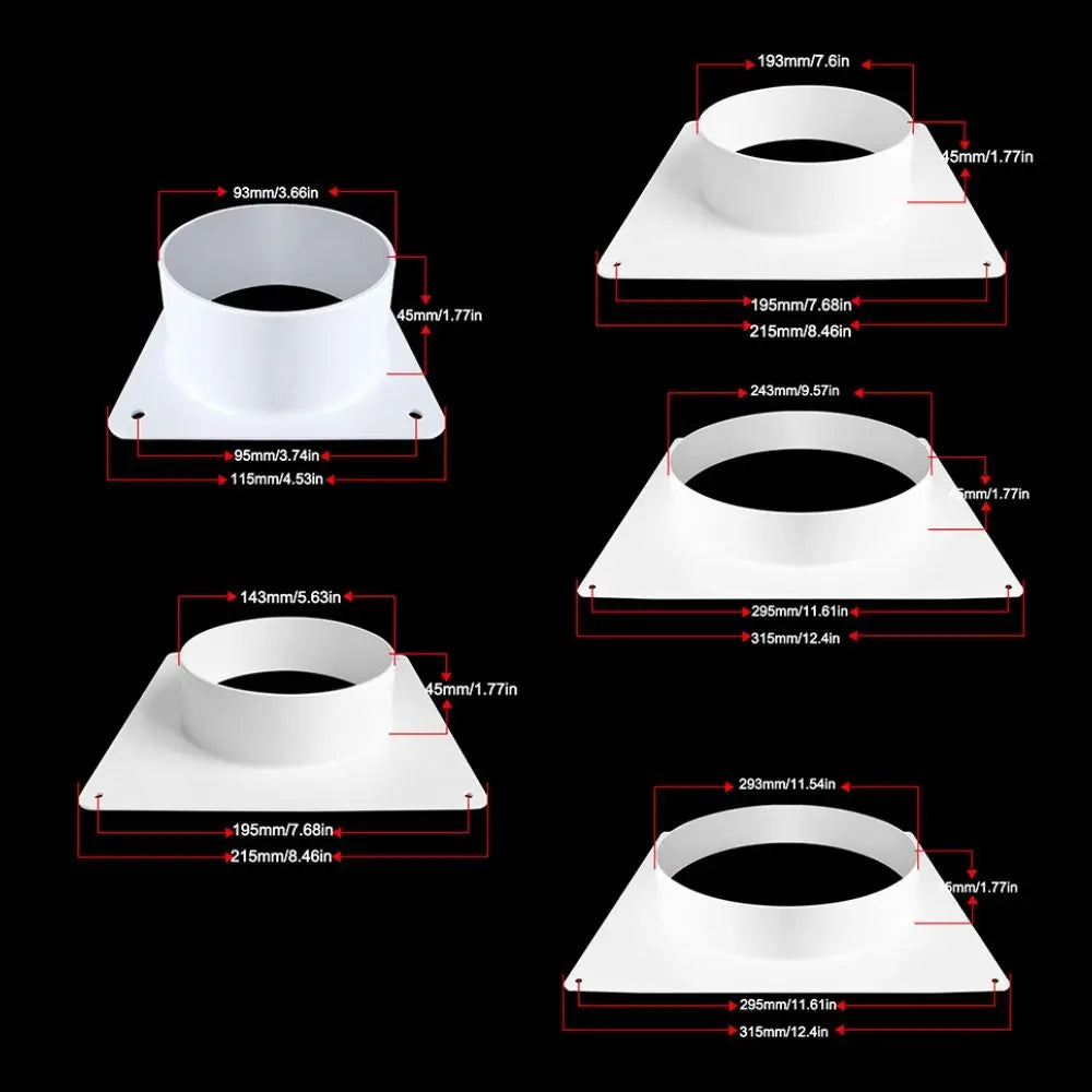 High Quality Plastic Vent Pipe Adapter Flange Connector Wall-mounted Square To Round Flange Interface Exhaust Pipe Joint Oasis Select