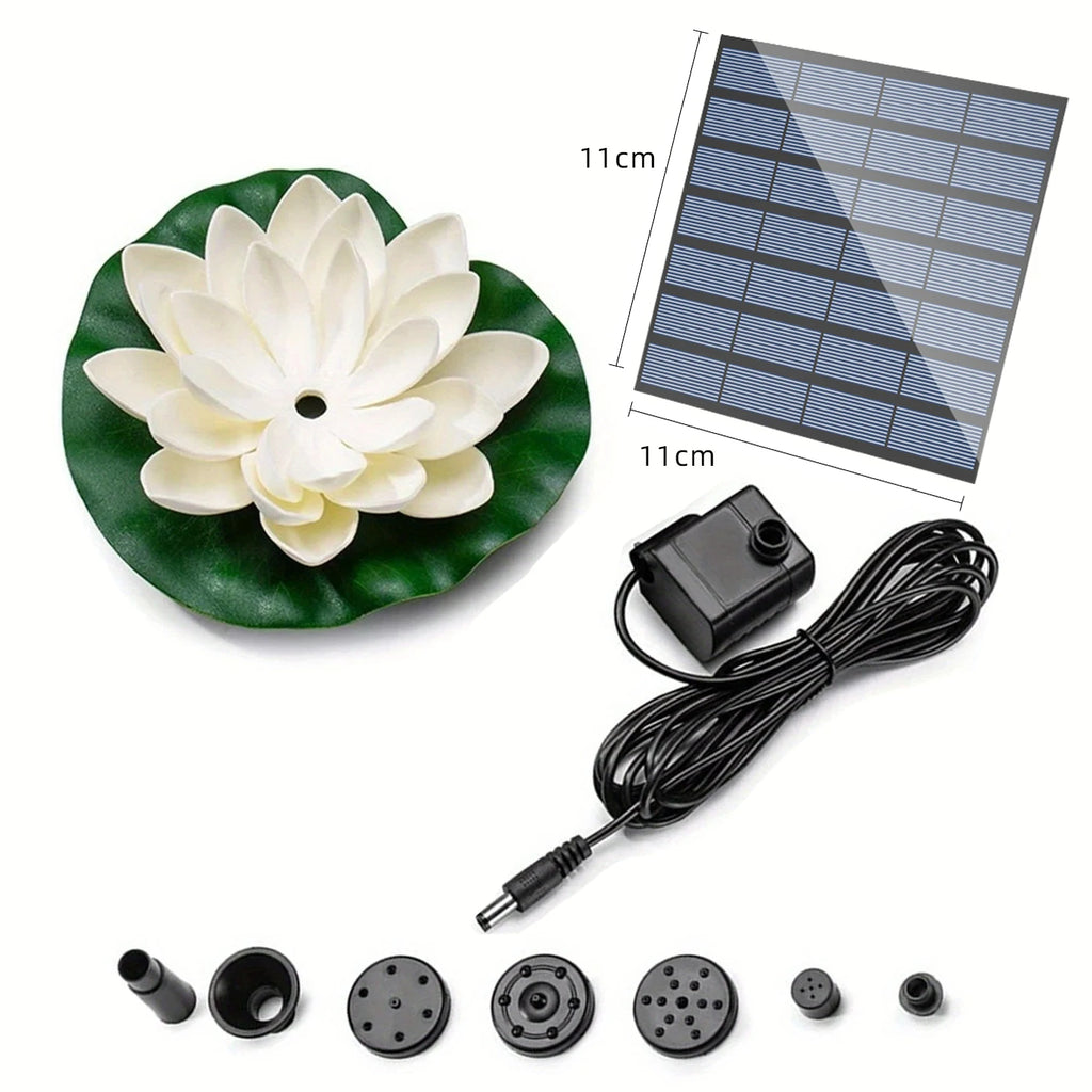 Mini Lotus Solar Water Fountain Pond Decoration Waterfall Fountain Outdoor Bird Bath Solar Powered Floating Garden Fountain Oasis Select WHITE
