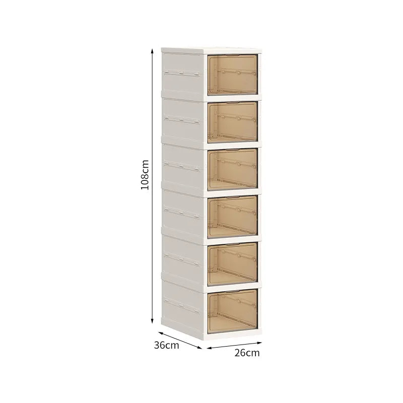 Home dust-proof shoe cabinet, no installation required, foldable transparent folding shoe box, large capacity shoe storage box Oasis Select Single Row-6 layers